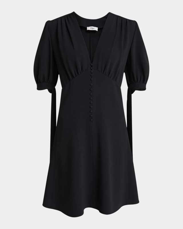 Empire-Waist Puff-Sleeve Dress